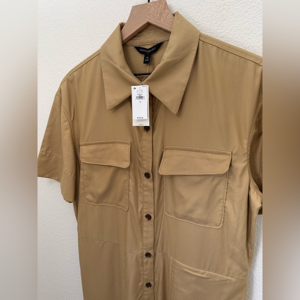 NWT Banana Republic Wide-Leg Jumpsuit in “New British Khaki” Medium - Picture 3 of 10